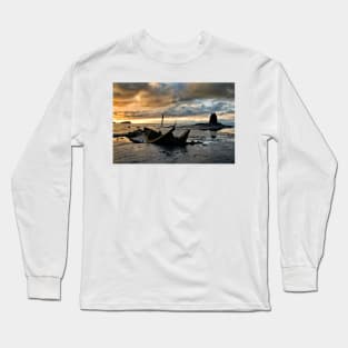 Black Nab and the wreck of the Admiral Von Tromp at sunset. Saltwick Bay, England Long Sleeve T-Shirt